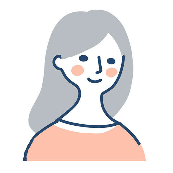 ピンク色の服をつけたロング髪の女性のイラスト