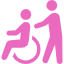 車椅子の患者を補助しているアイコン